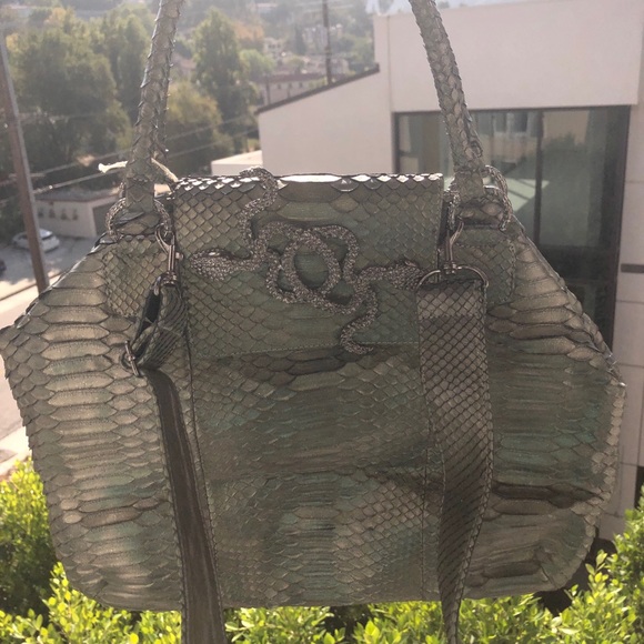Clara Kasavina Gray Gonzalez Python satchel crossbody bag - Picture 1 of 13